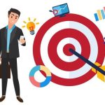 flat-design-illustration-with-businessman-character-standing-with-big-target-and-arrow-flat-design-banner-isolated-on-white-background-mission-accomplished-for-sure-free-vector